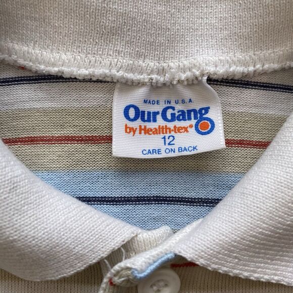 Vintage 70’s Our Gang Healthtex Button Collared Boy’s Tee Shirt. USA. Size 12. - Picture 4 of 11
